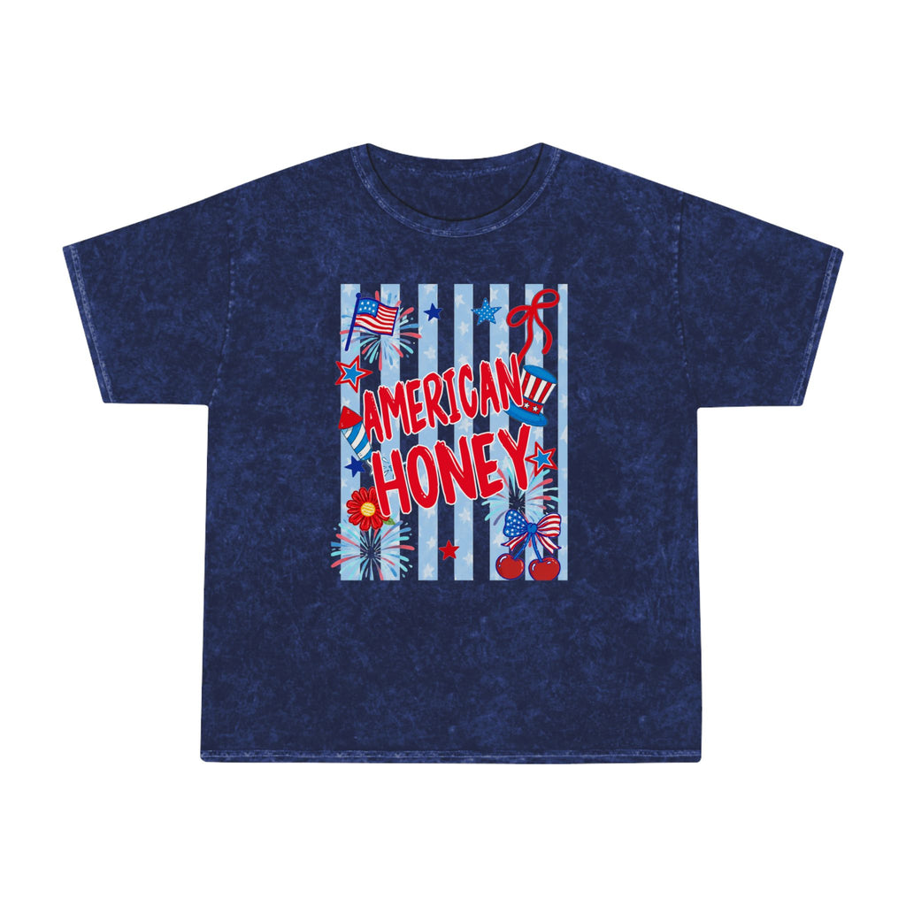 American Honey Mineral-Wash T-Shirt — Patriotic 4th of July Graphic Tee