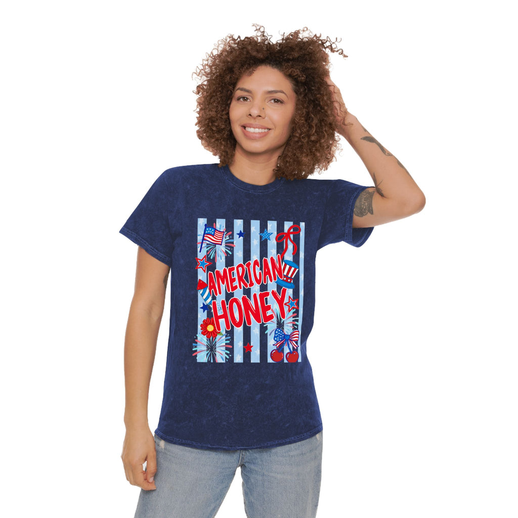 American Honey Mineral-Wash T-Shirt — Patriotic 4th of July Graphic Tee